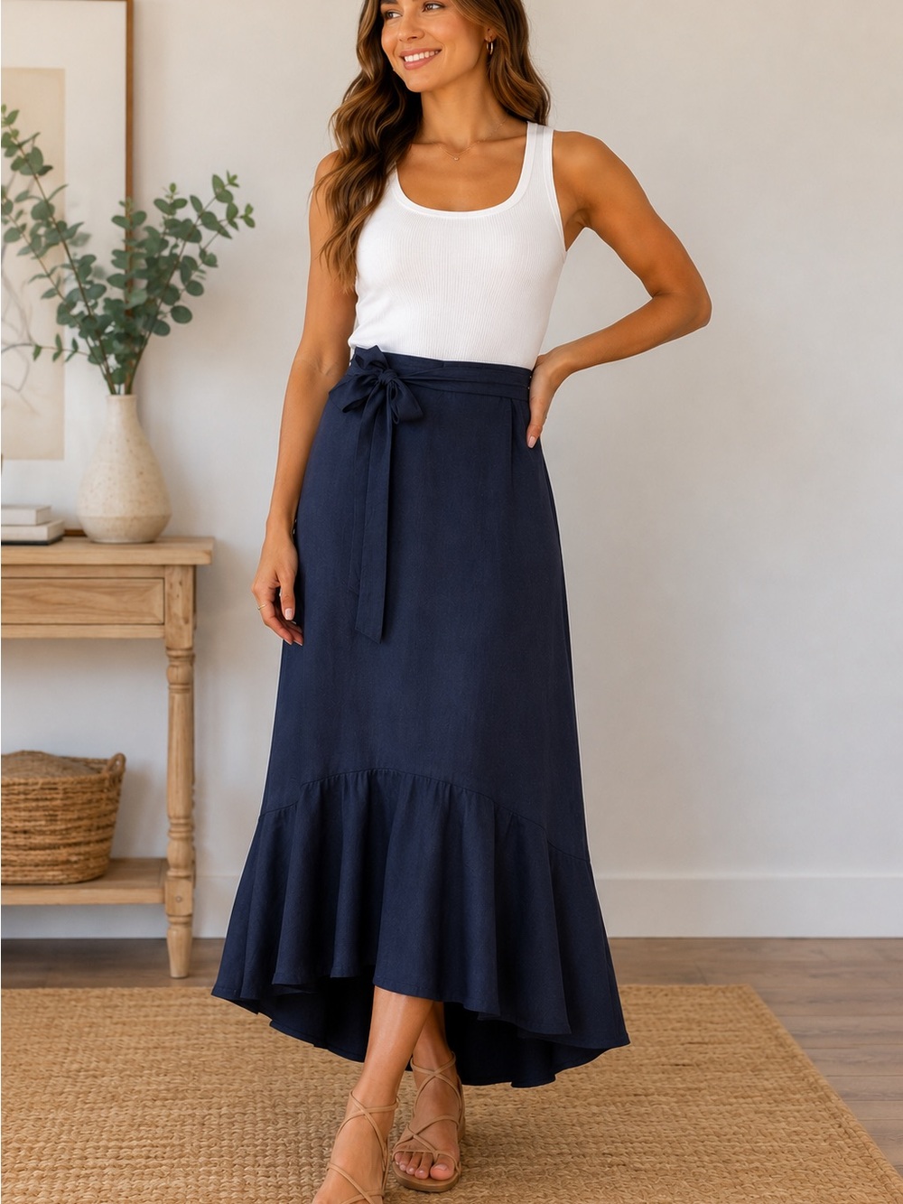 Handmade Denim Maxi Skirt Size XL